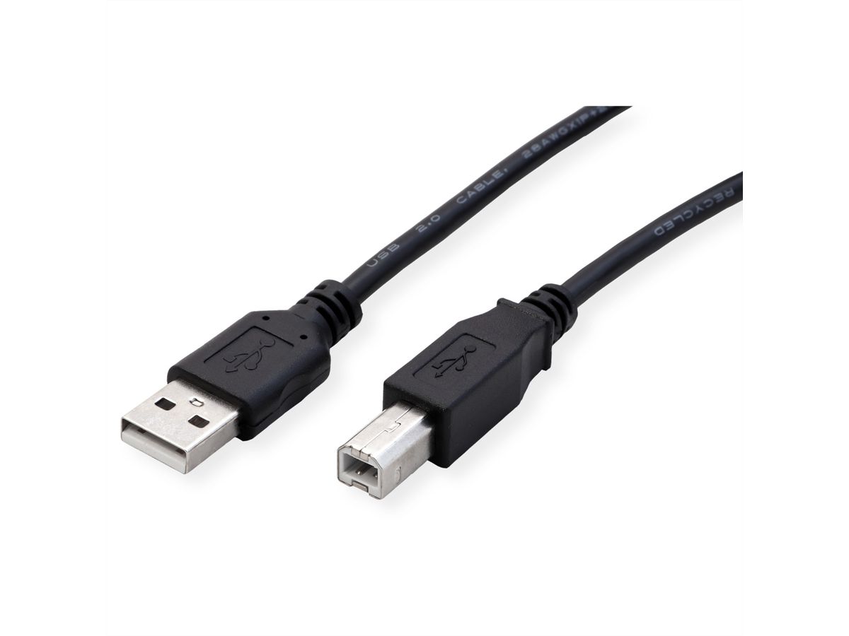 ROLINE RM Câble USB 2.0, type A-B, noir, 0,8 m