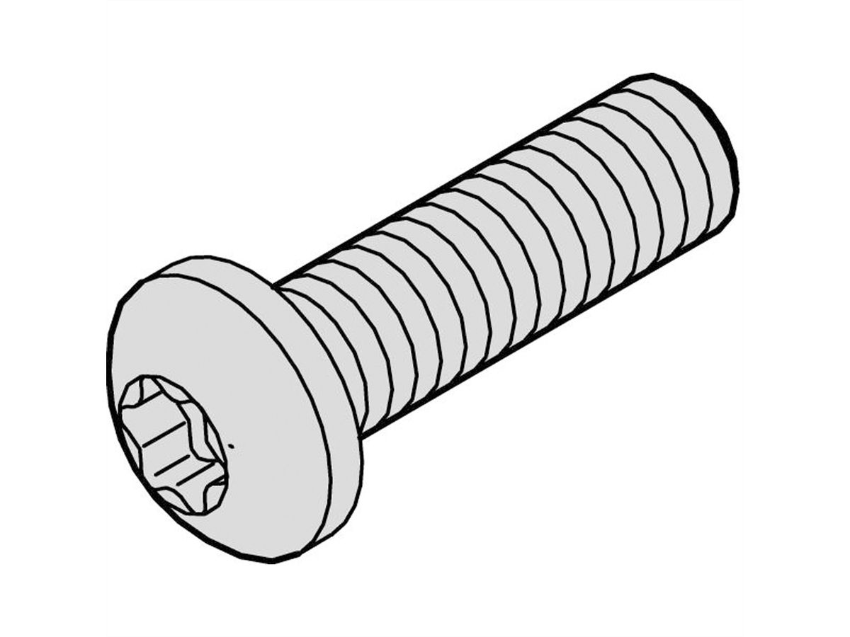 Vis à tête cylindrique de SCHROFF, Torx, fonction GND, acier zingué, M4 × 14 mm, 100 pièces