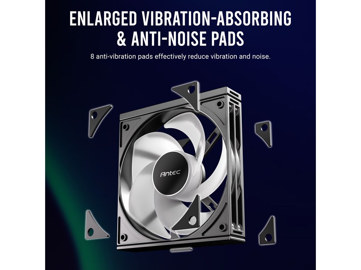 ANTEC C120 ARGB Ventilateur de boîtier PC inversé 120 mm, lot de 3, noir