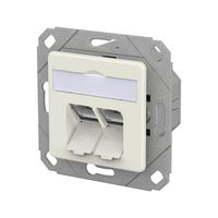 METZ CONNECT E-DAT C6A LSA++ Prise, 2 ports, goulotte encastrée (UPk), blanc pur