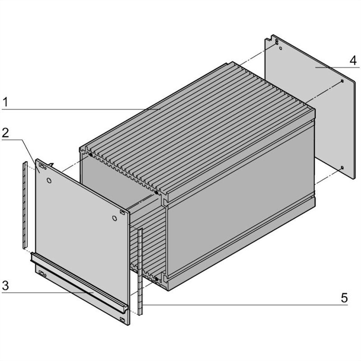 Kit de tubes de l'unité enfichable de type SCHROFF, blindé, 3 U, 28 HP, 227 mm