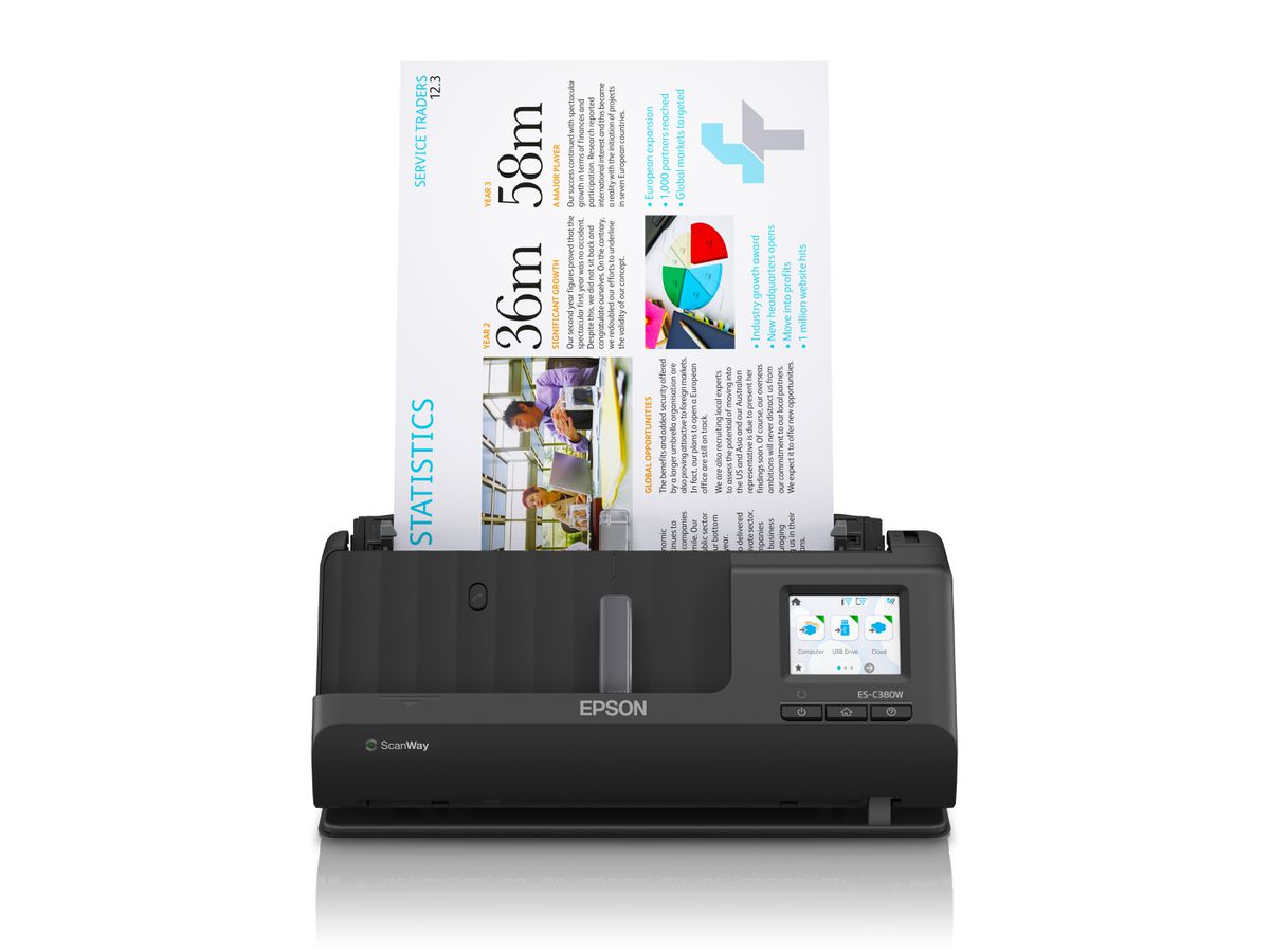 Epson ES-C380W Chargeur automatique de documents + Scanner à feuille 600 x 600 DPI A4 Noir