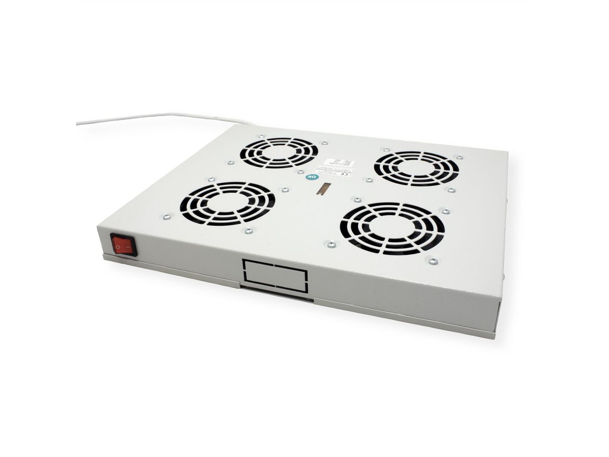 ROLINE 19" Unité de ventilation, 4 ventilateurs, Thermostat gris