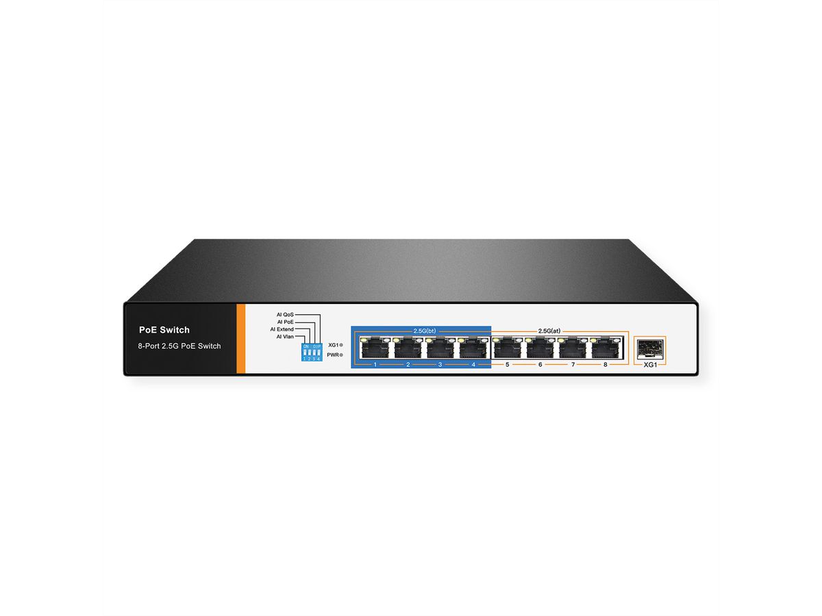 VALUE Switch PoE++ 2,5 Gigabit Ethernet, 8 ports + Uplink (SFP+)
