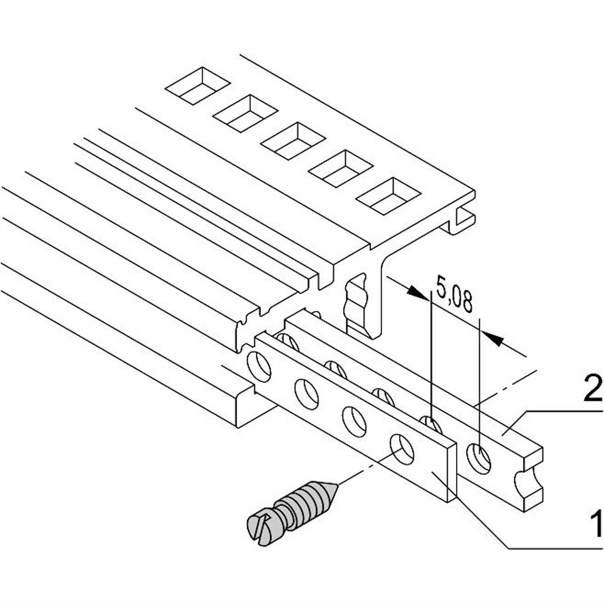 Bande perforée pour rail horizontal SCHROFF, 196 HP