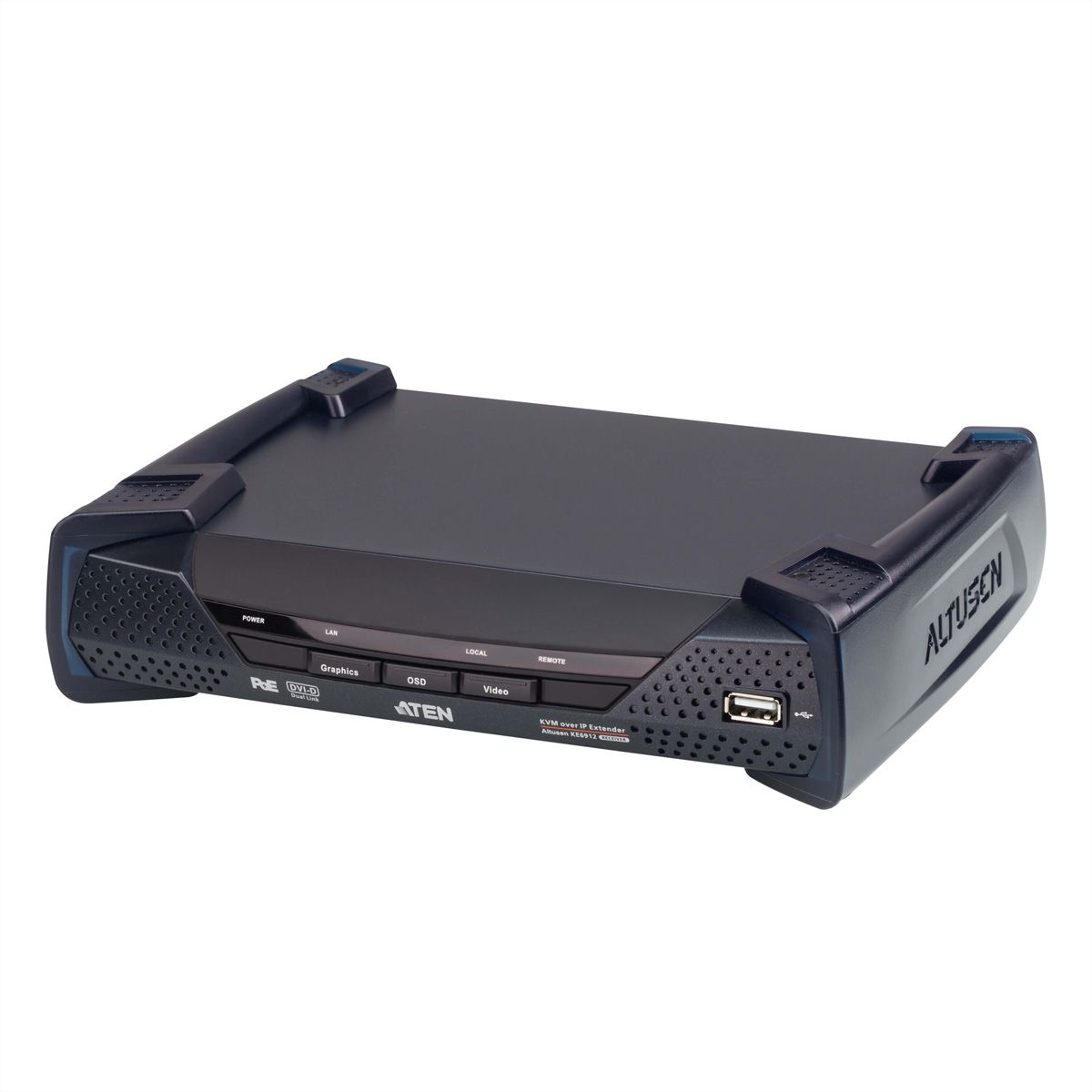 ATEN KE6912R Système d'extension KVM 2K DVI-D Dual Link sur IP avec PoE, récepteur