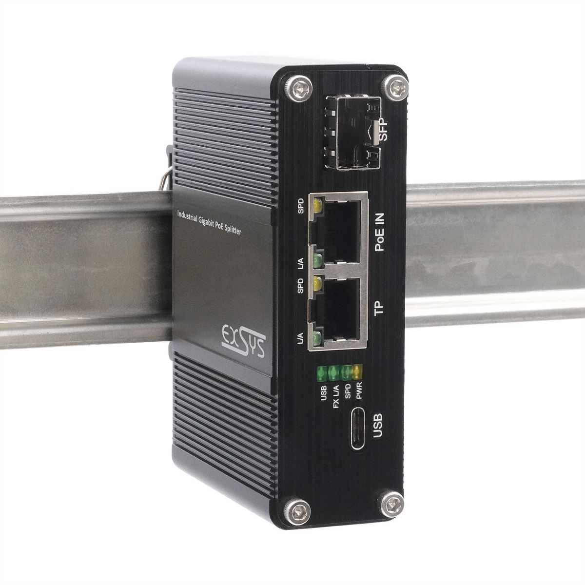 EXSYS EX-60328 Splitter Gigabit PoE++ USB-C PD 60 W, SFP, adaptateur réseau