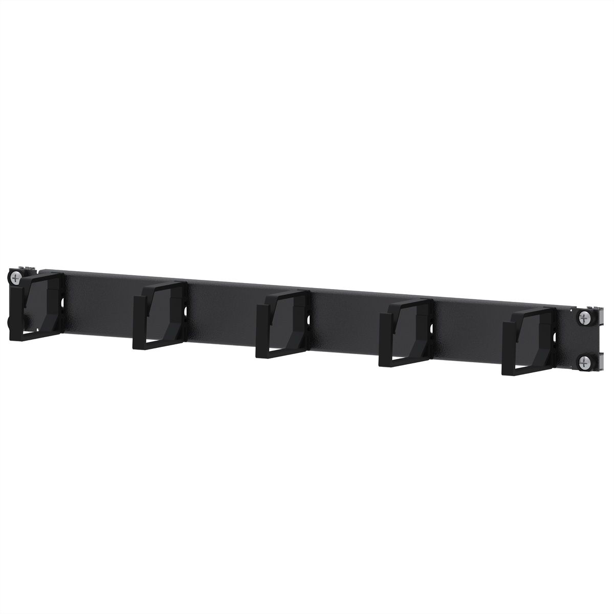 Passe-câbles 19" 1 UH avec 5 arceaux en plastique noir
