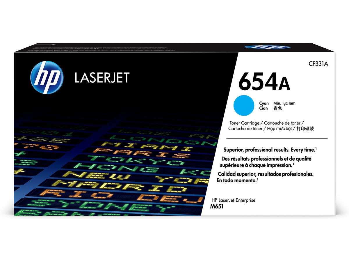 HP 654A toner cyan authentique LaserJet