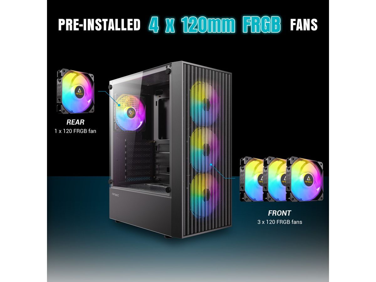 ANTEC AX27 RGB Elite Boîtier PC Midi Tower Gaming ATX, noir