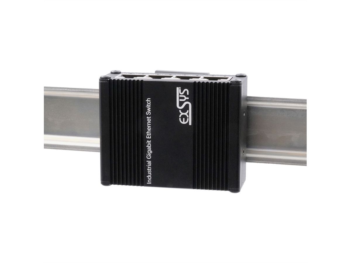 EXSYS EX-62021 Micro-switch Gigabit industriel à 5 ports, non géré, alimentation USB-C