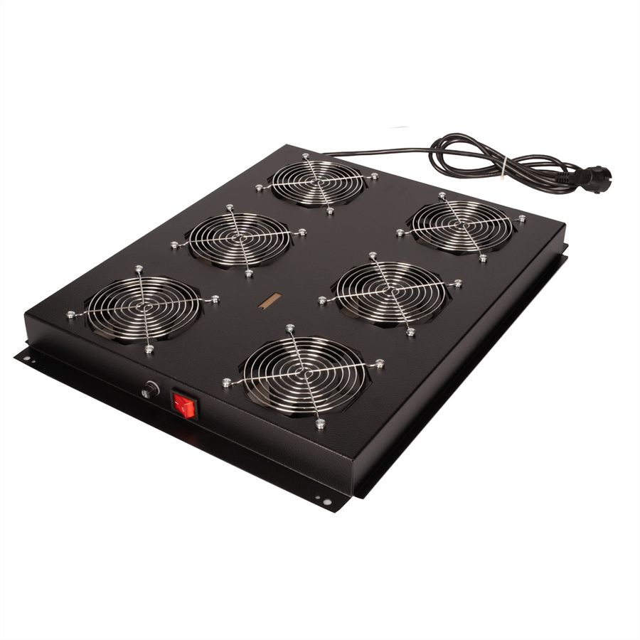 ROLINE 19" Unité de ventilation de toit, 6 ventilateurs, ON/OFF, pour baie serveur par serie, noir