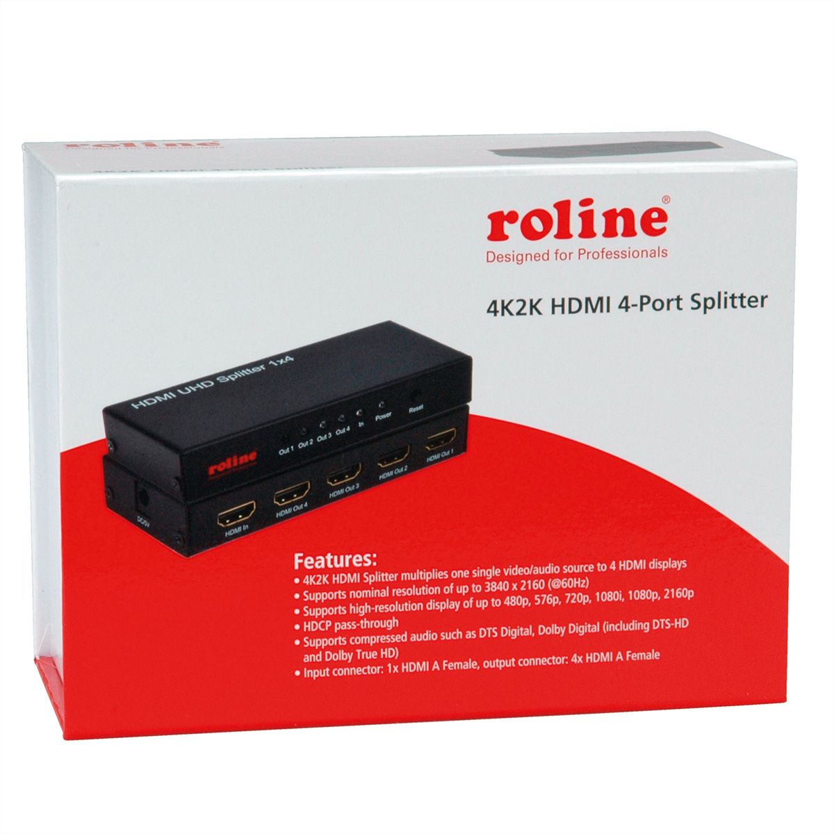 ROLINE Distributeur HDMI, 4K, 4 ports