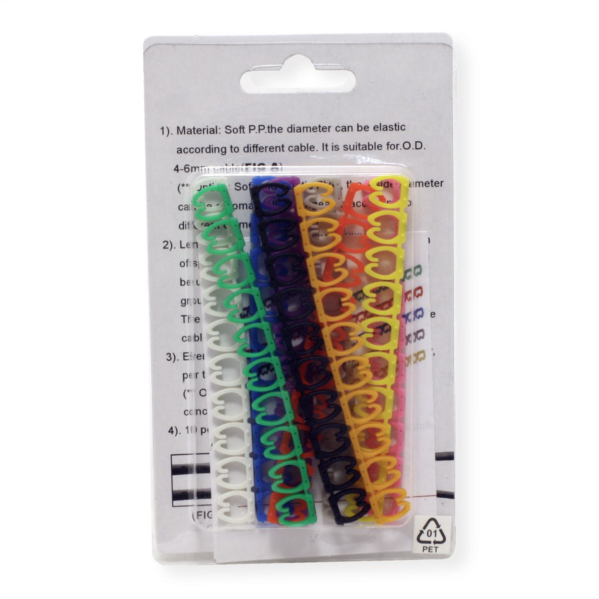VALUE Set de marqueurs pour câbles patch, 10x 10 pièces, 5 - 6,5 mm, multicolore