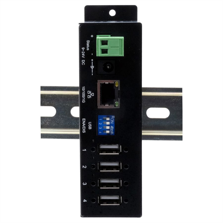 EXSYS EX-6003HMVS Serveur de périphériques 4x USB 2.0, entrée 9V-24V DC, boîtier métallique