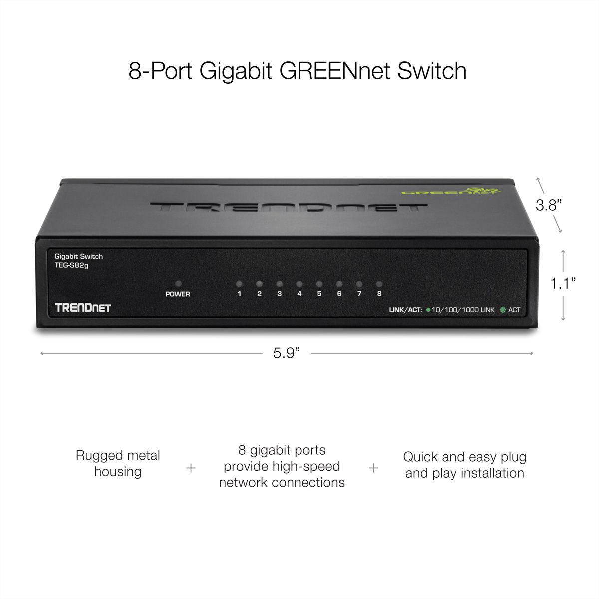 TRENDnet TEG-S82g Switch GREENnet Gigabit à 8 ports
