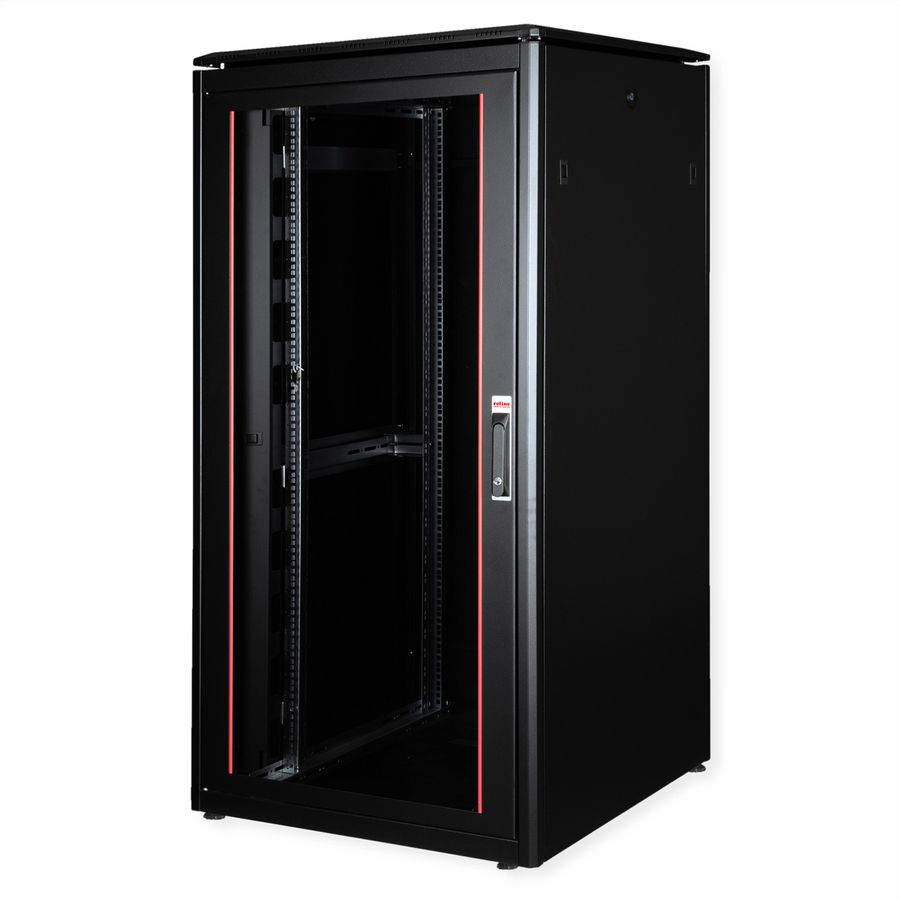 ROLINE 19" Baie réseau Pro 32U, 800x800 LxP Porte verre noir