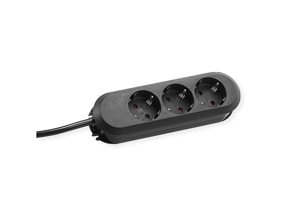 BACHMANN Prise multiple, 3x, noir, 3 m