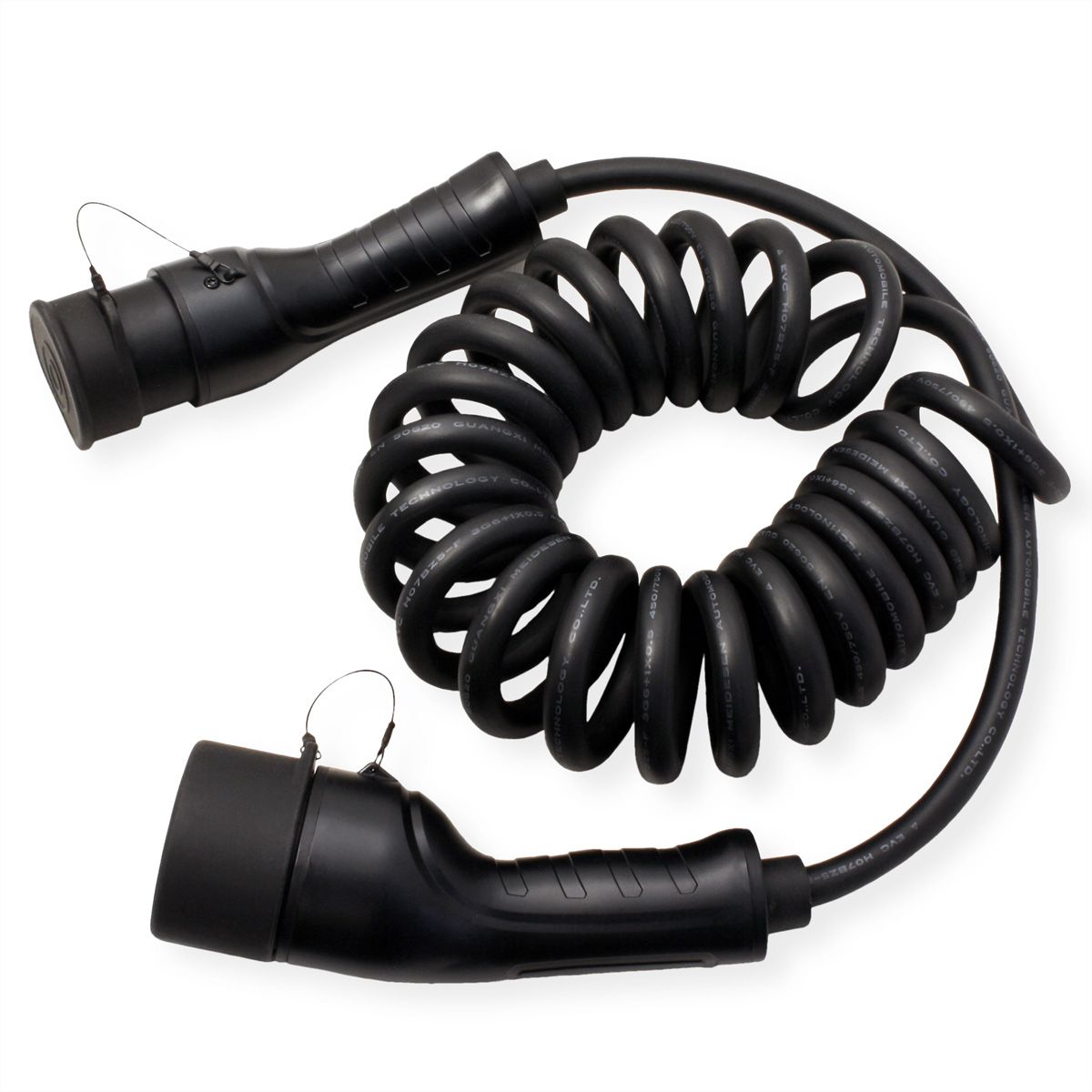ROLINE Câble de recharge VE type2, 1-Phase, 250VAC (1P+N+E), 32 A, 7,4 kW, spirale (max. 3m)