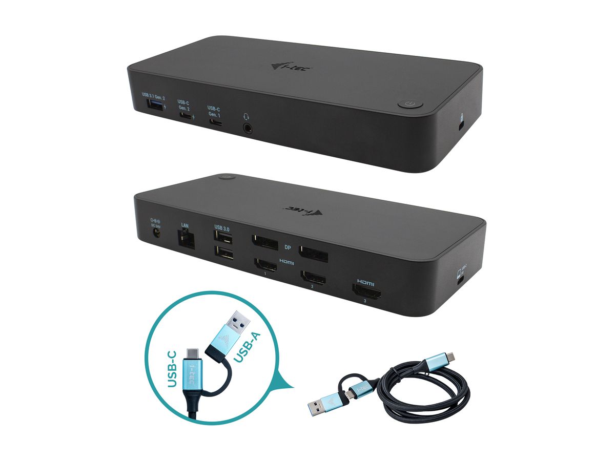 i-tec USB 3.0 / USB-C / Thunderbolt, 3x 4K Docking Station + Power Delivery 100W