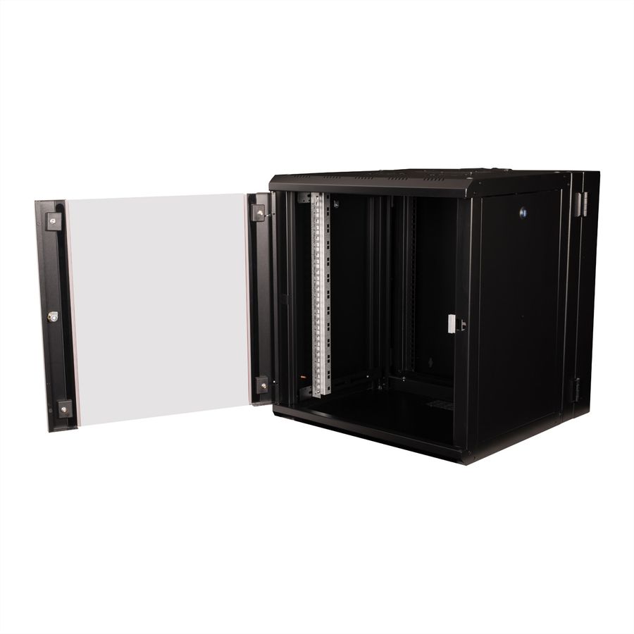 ROLINE 19" Boîtier mural Pro 12U, 600x600 LxP pivotant en 2 parties noir
