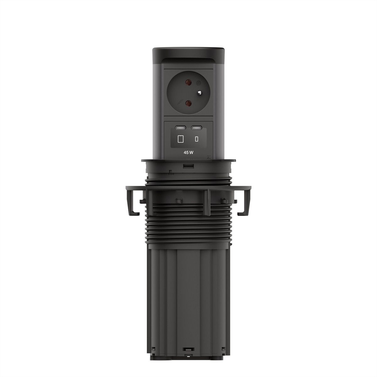 BACHMANN ELEVATOR2 1xUTE, 1xUSB C/C 45W RAL9005 2,0 m AEH
