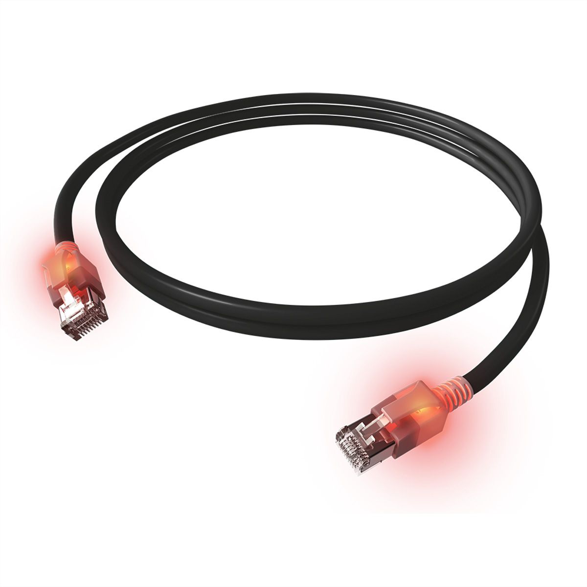 Cordon EasyLan DualBoot® LED Cat.6A (Classe EA) S/FTP, LSOH, noir, 1,5 m