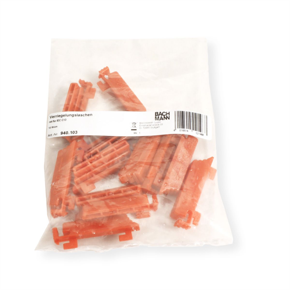 BACHMANN Languettes de verrouillage C13 doubles, rouge, pour C13, rouge