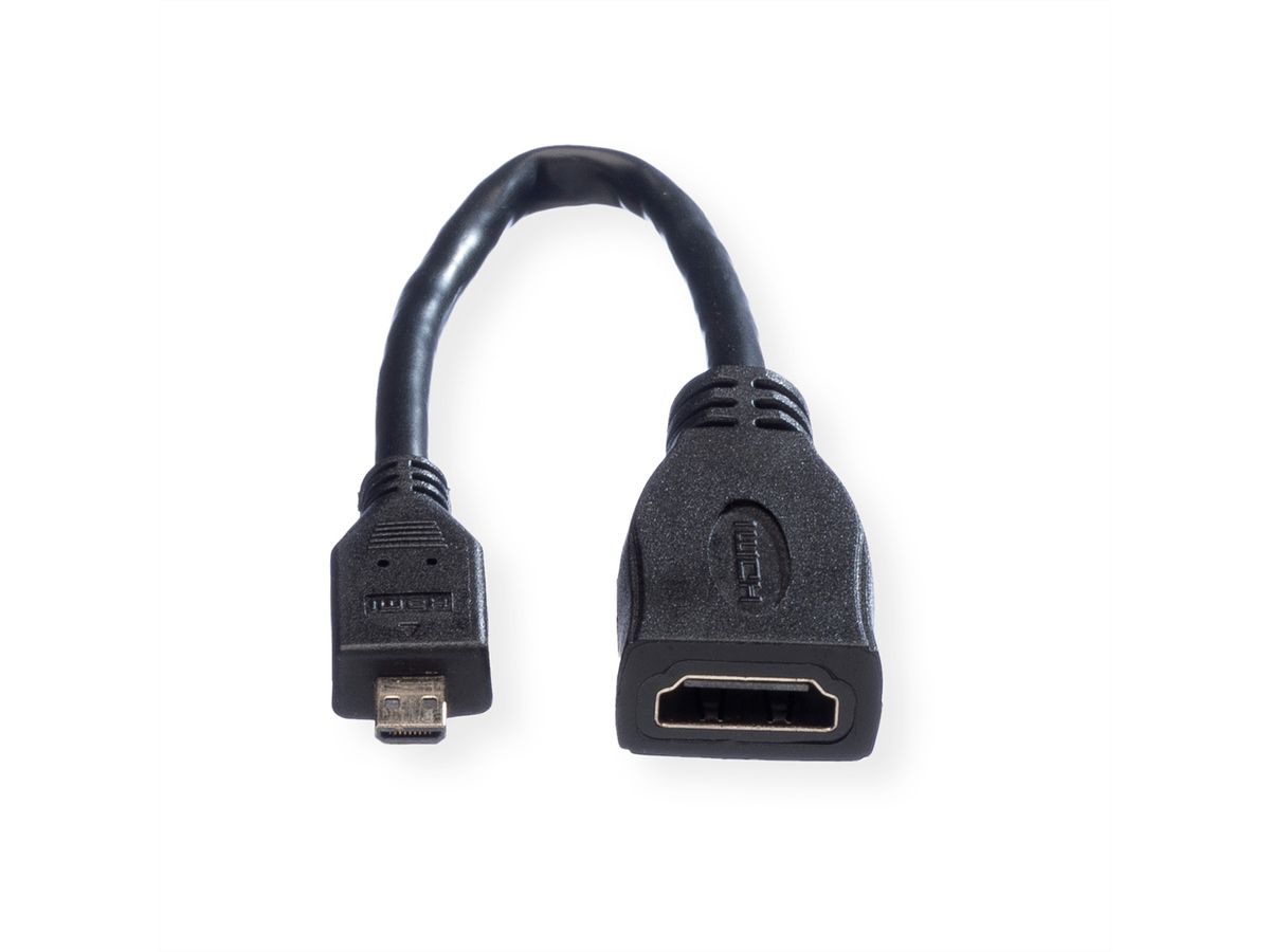 VALUE Câble HDMI High Speed avec Ethernet, HDMI F - Micro HDMI M, 0,15 m
