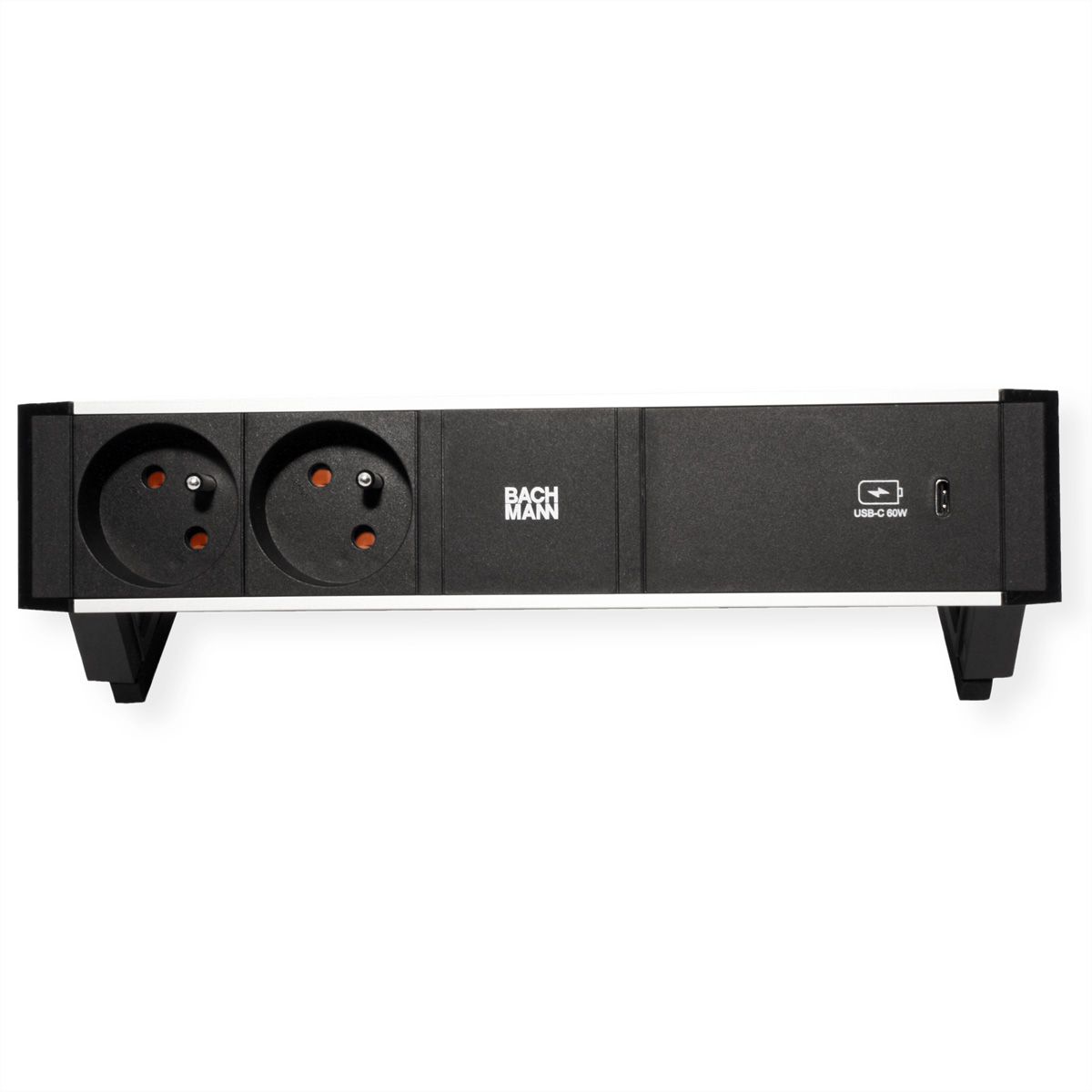 BACHMANN DESK2 ALU BLACK 2xUTE 1xUSBC 60W 0,2m GST18