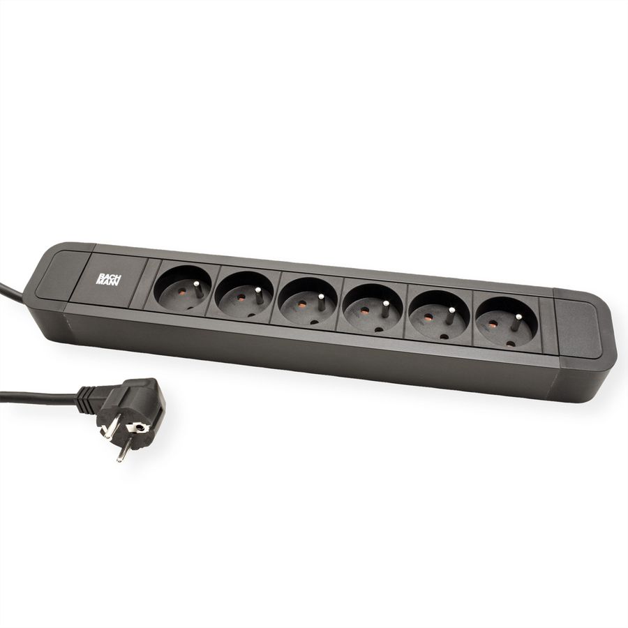 BACHMANN PRIMO2 Prise multiple 6x UTE, aluminium, noir, 2 m