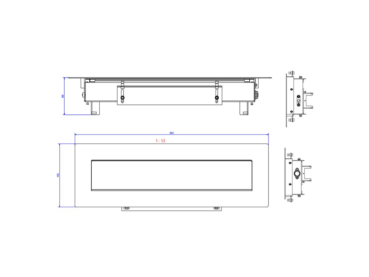 BACHMANN TOP FRAME Sym de table octuple RAL9006 boîtier sw