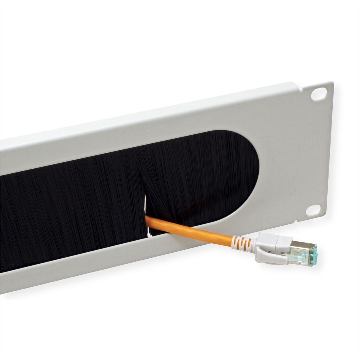 VALUE Passe-câbles 19" 2 UH avec brosse et décharge de traction, gris