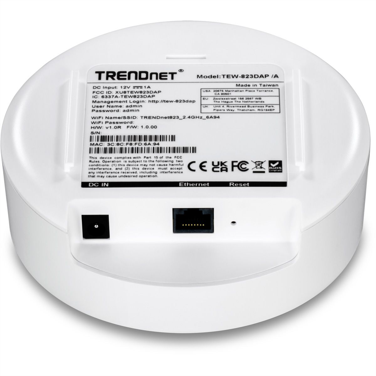 TRENDnet TEW-823DAP Point d’accès intérieur WiFi, PoE+ dual band AC1300