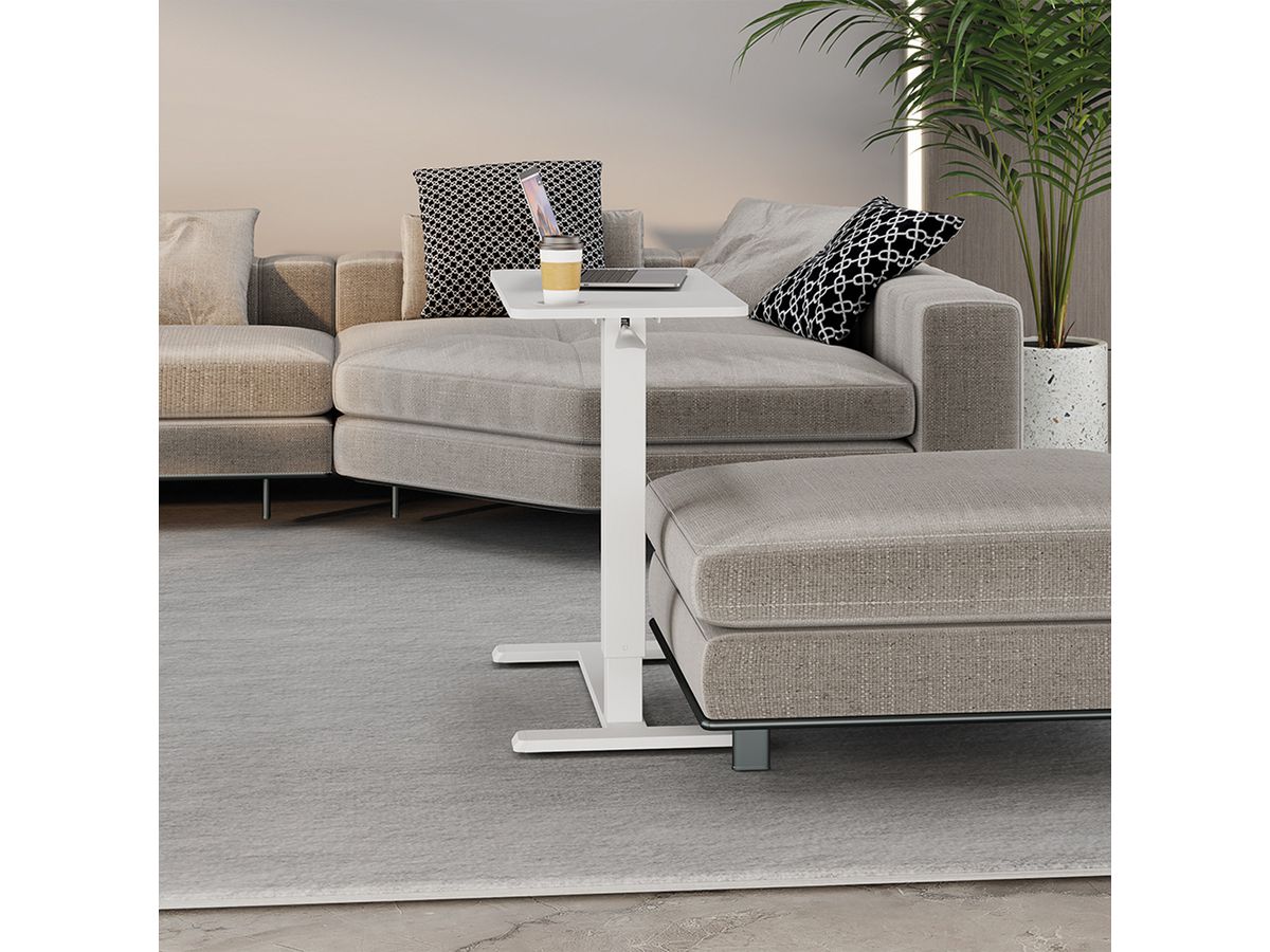 ROLINE Table d'appoint à vérin à gaz, réglable en hauteur, blanc
