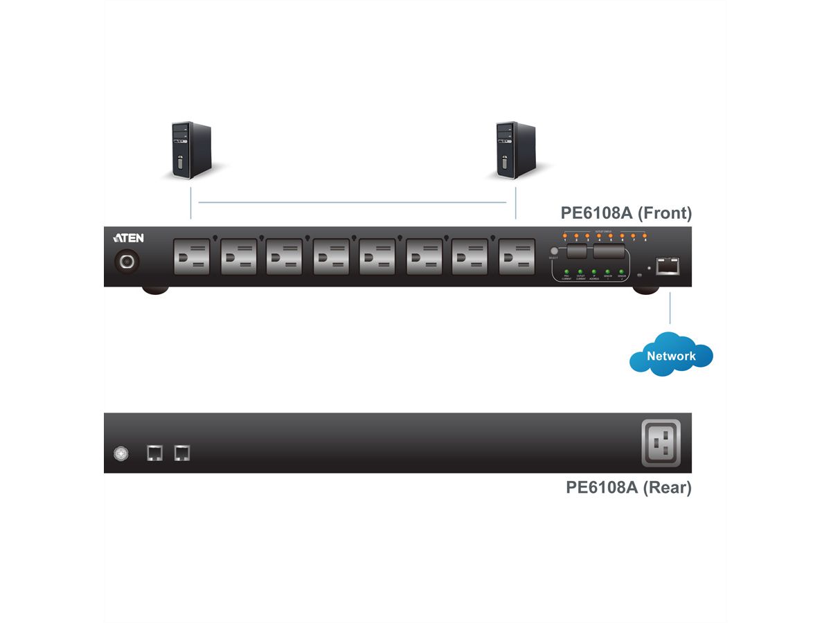 ATEN PE6108 Multiprise IP, 8 ports, 1UH, 8xC13 , 10A