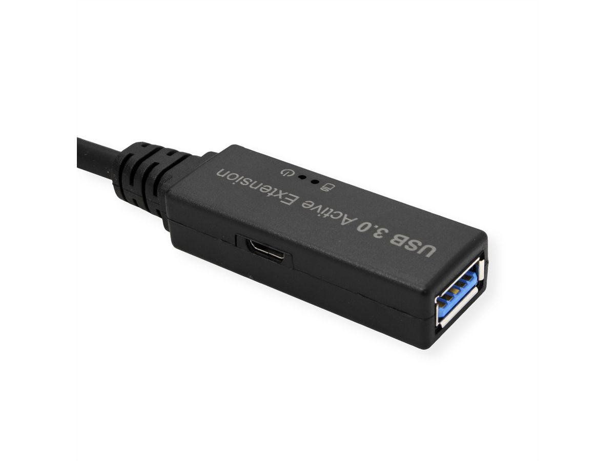 ROLINE Câble prolongateur USB 3.2 Gen 1 actif, Type A - C, noir, 5 m