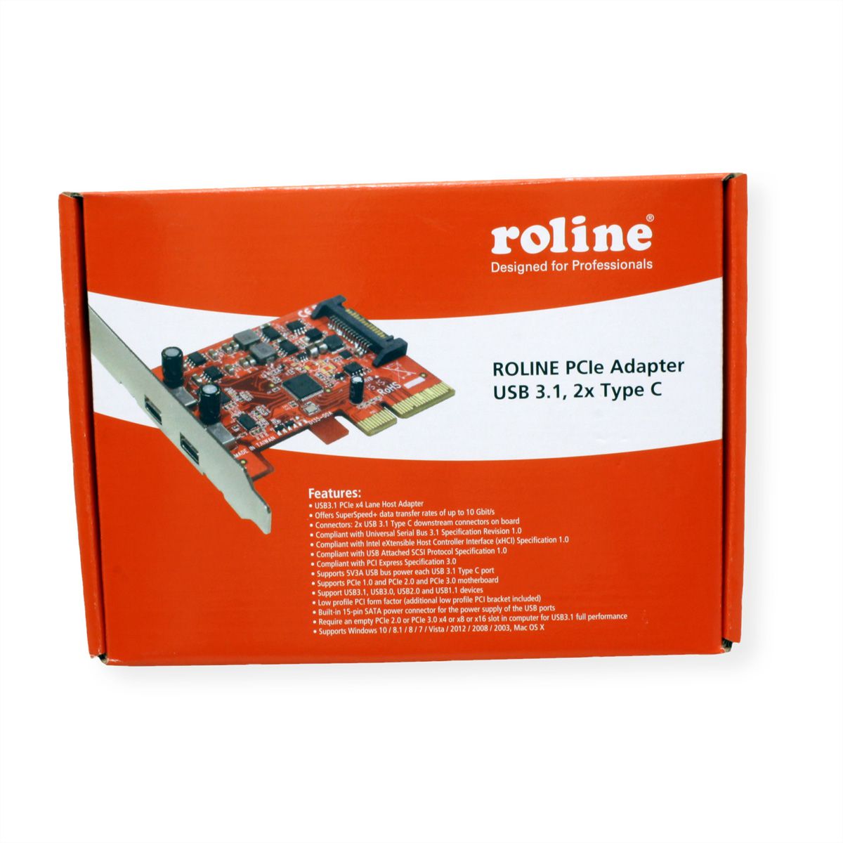 ROLINE Carte PCI-Express, USB 3.2 Gen 2, 2 ports type C