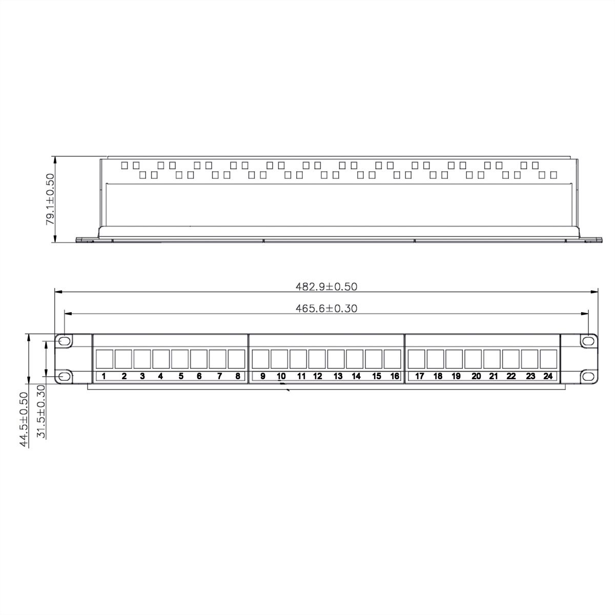 VALUE Panneau de brassage 19" pour keystones, 24 ports, 1U, non-blindé, noir