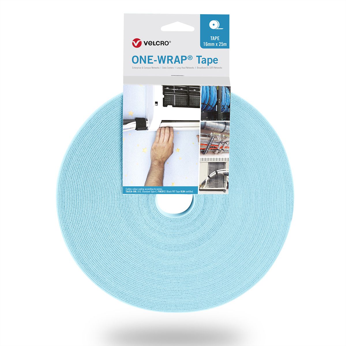 VELCRO® One Wrap® Bande 10 mm, turquoise, 25 m