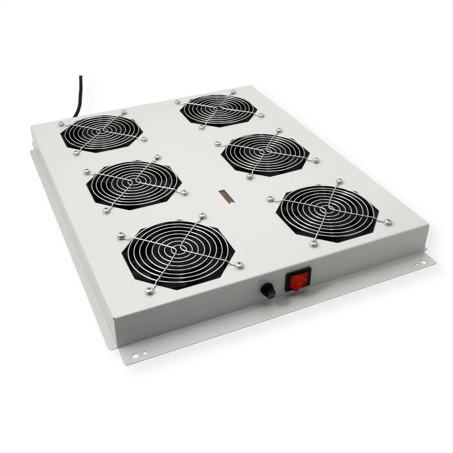 ROLINE 19" Unité de ventilation de toit, 6 ventilateurs, ON/OFF, pour baie serveur par série, gris