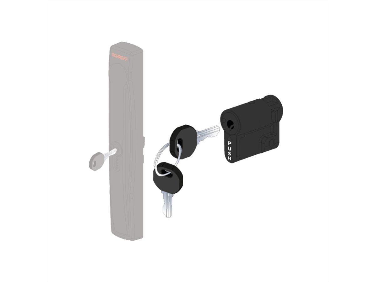 SCHROFF Varistar Key Lock Insert With Push for Varistar Lever Handle, 3/4-Point Locking