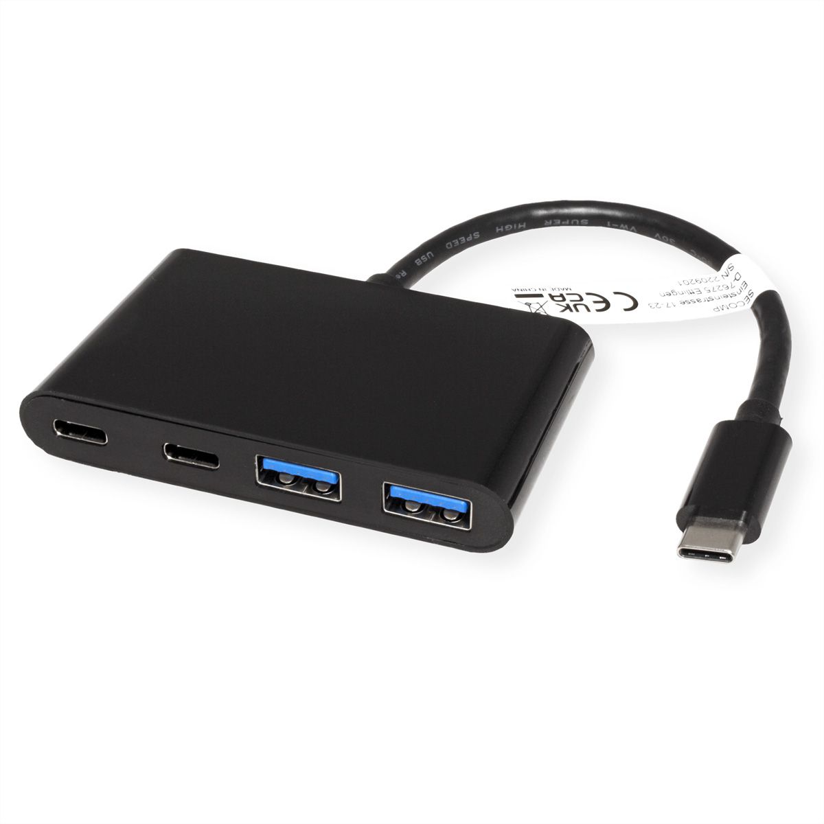 VALUE Hub USB 3.2 Gen 2, 4 ports (2x A+ 2x C), prise type C