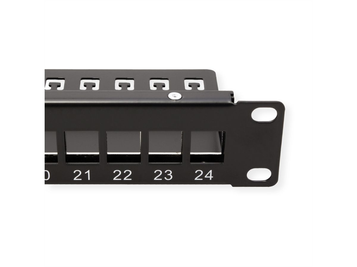 VALUE Panneau de brassage 19" pour keystones, 24 ports, 1U, blindé, noir