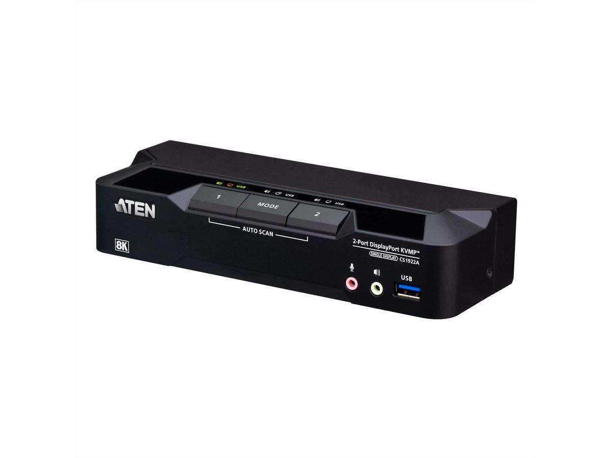 ATEN CS1922A Commutateur KVMP™ DisplayPort 8K USB 3.0 à 2 ports (câbles inclus)