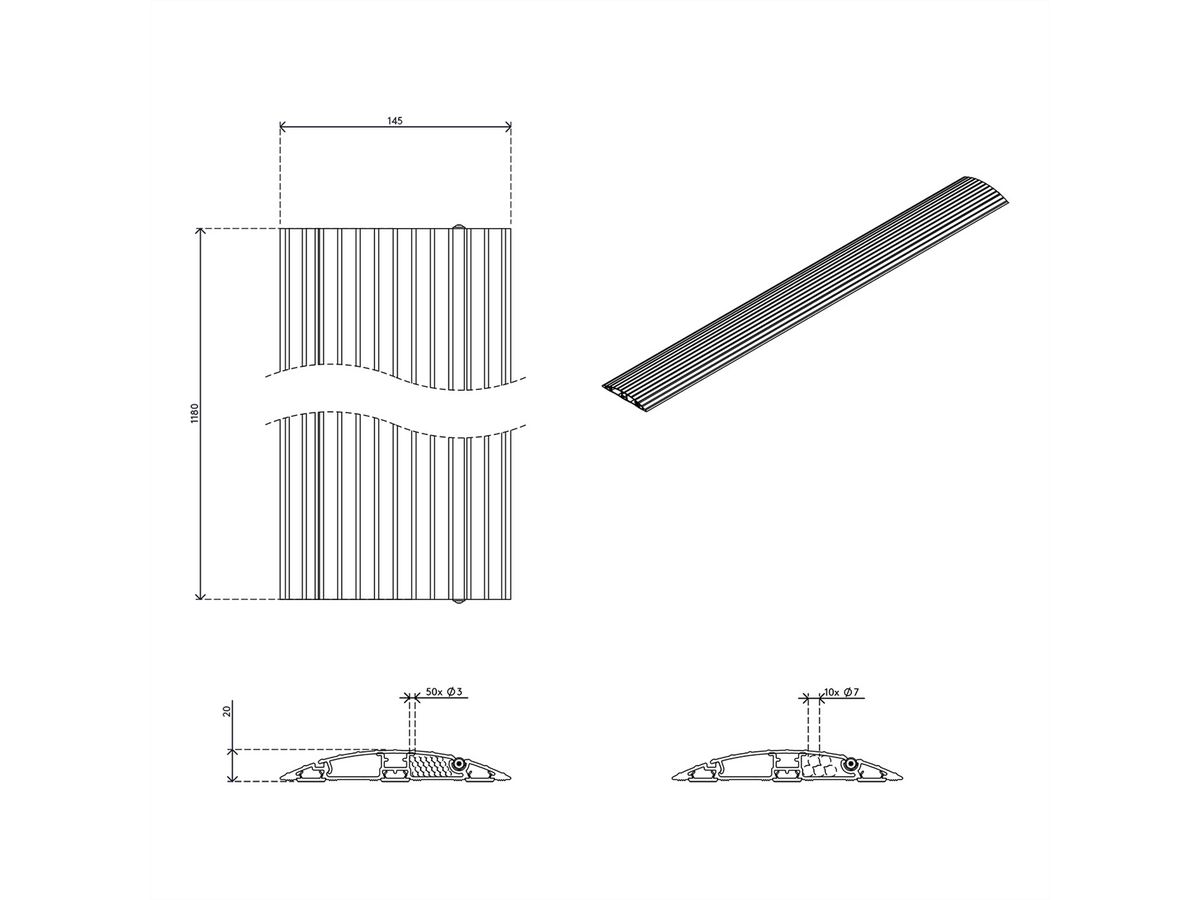 DATAFLEX Addit protège-câbles, droit 452, argent, 118 cm