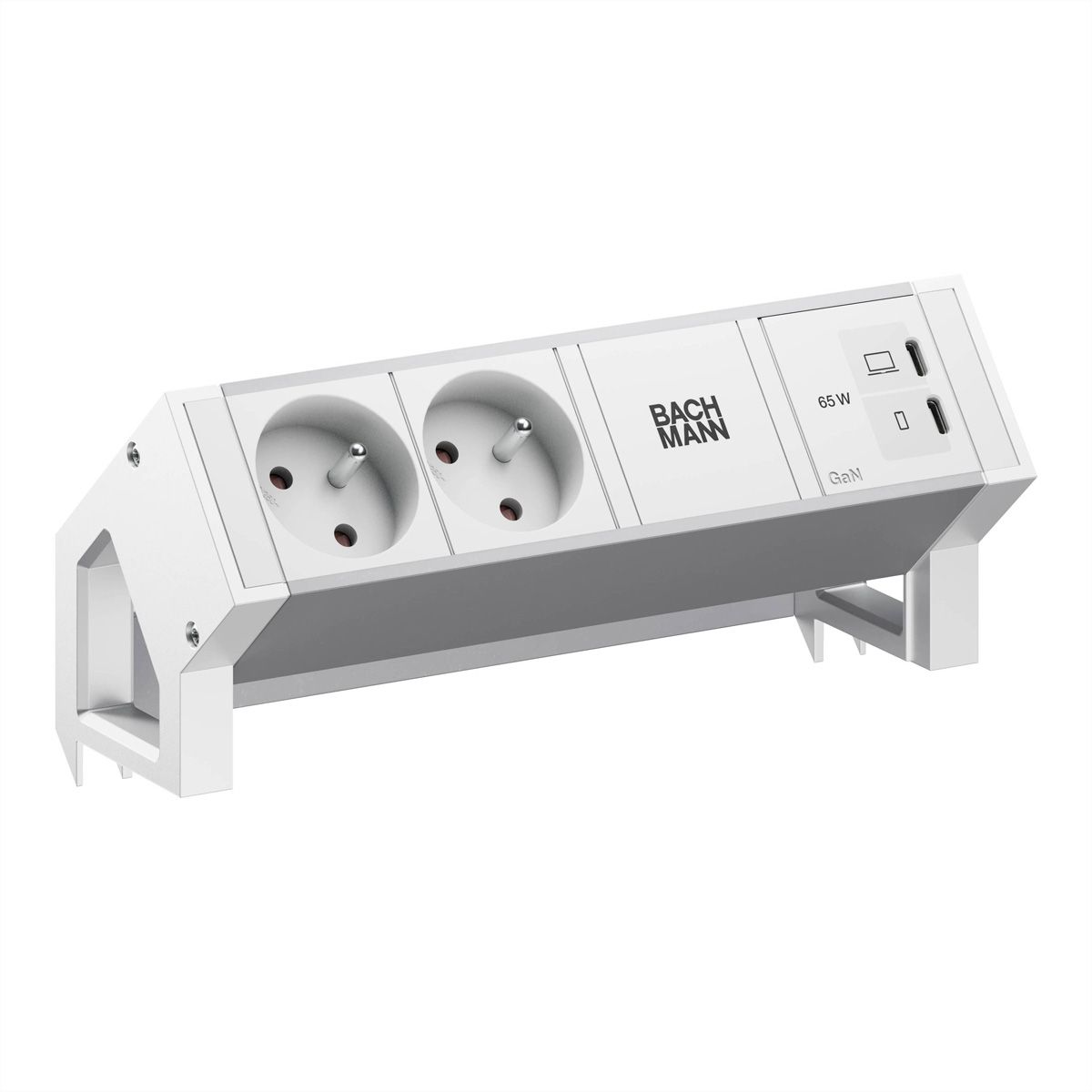 BACHMANN DESK2 ALU WHITE 2xUTE, 1xUSB C/C 65W L=0,2m RAL9010