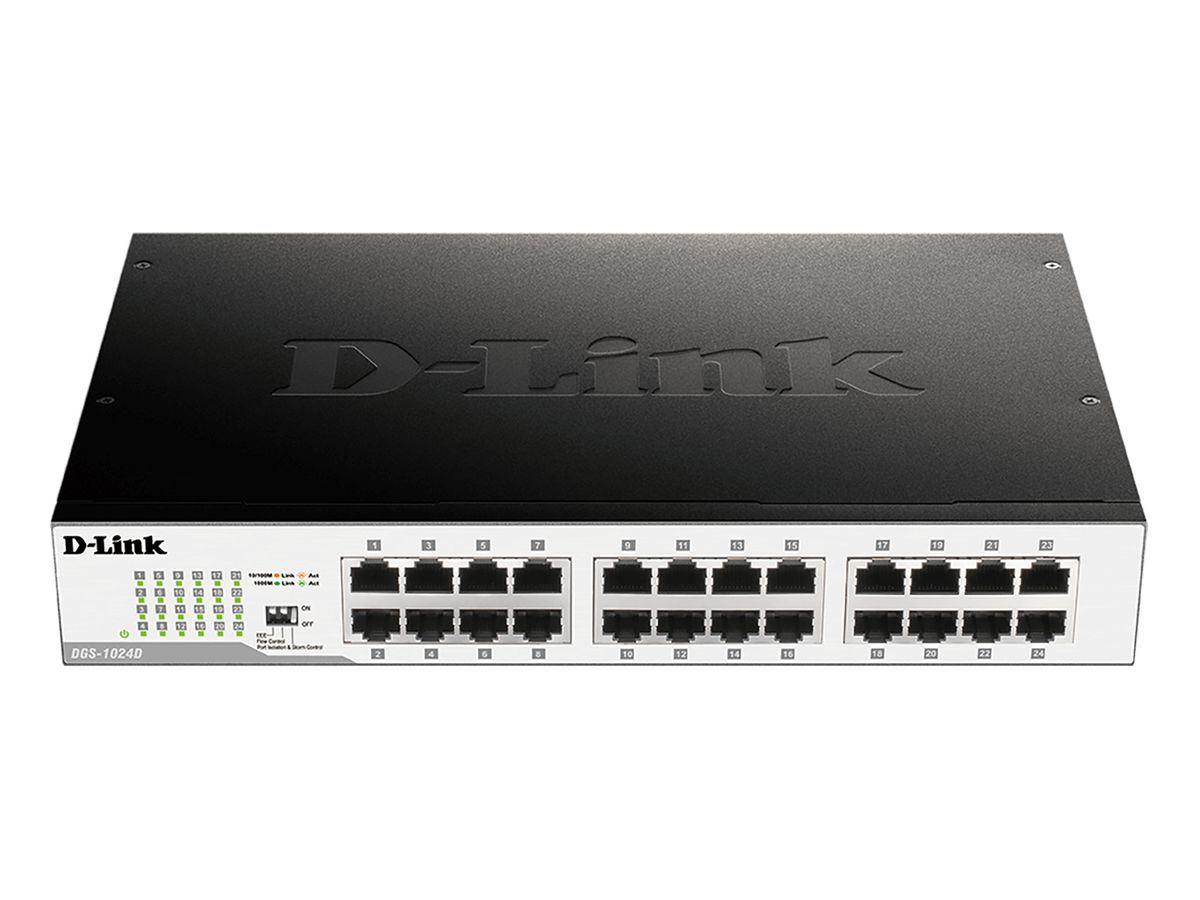 D-Link DGS-1024D commutateur réseau Non-géré Gigabit Ethernet (10/100/1000) 1U Noir, Argent