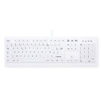 CHERRY MEDICAL KEY Clavier lavable avec pavé numérique, USB, blanc, IP65, MIS-D, VESA 75x75