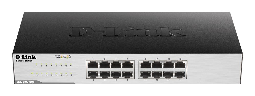 D-Link GO-SW-16G Non-géré L2 Gigabit Ethernet (10/100/1000) Noir 1U